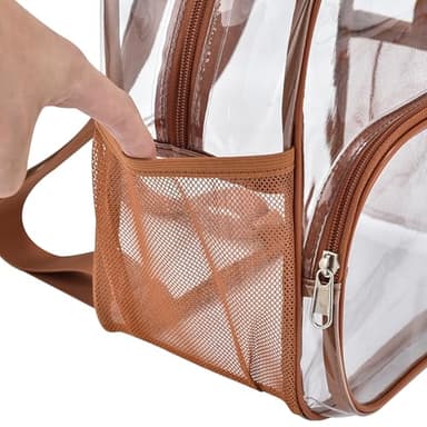 Busiuw Clear Backpack for Stadium Events 12x12x6 with Front Pocket for Concert Sport Fashion Women Backpack Events Work Travel(Coffee brown) - Image 7