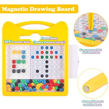 Magnetic Drawing Board for Kids, Toddler Magnet Doodle Board with 2 Pens, Magnetic Dot Art, Fine Motor Skills Toys, Airplane Travel Essentials Toys for Boys Girls (Yellow Cat) - Image 8