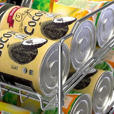 Simple Houseware Stackable Can Rack Organizer, 3-Tier Chrome-Finished Shelf – Holds Up to 36 Cans, 17" W x 11.5" D x 14" H – Pantry Cabinet Food Storage Dispenser - Image 6