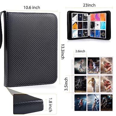 WOT I Trading Card Binder, 900 Pockets Sleeves with Zipper, Double Sided Pockets Card Holder Carry Case for Baseball Card, Football Card - Image 5