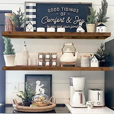 QEEIG Floating Shelves for Wall 47.2" Extra Long - Wall Shelf Bathroom Kitchen Living Room Bedroom Farmhouse Home Decor Display Bookshelf Large 47.2 x 9.3 inch Set of 2, Rustic Brown (008-120BN) - Image 5