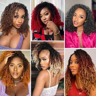 Aksice Pre-looped Yanky Twist Crochet Hair 8 Inch 8 Packs Bohemian Passion Twist Spring Mini Twist Crochet Hair for Black Women Boho Crochet Braids Synthetic (1B#) - Image 6