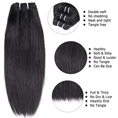 Liang Dian 14 Inch Straight Human Hair 4 Bundles Natural Color 12A Brazilian Virgin Hair 100% Unprocessed Straight Human Hair Bundles(14" 14" 14" 14") - Image 3