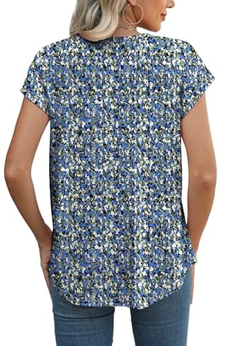 XIEERDUO Spring Tops for Women 2025 Work Ladies Tops and Blouses Short Sleeve Floral Tops for Teachers Business Casual Outfits XXL - Image 4