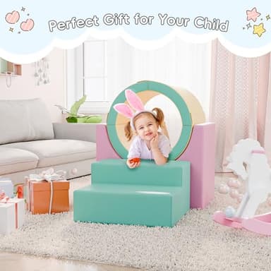 TOLEAD Tunnel/Ramps Foam Climber, Climb & Crawl Foam Activity Play Set for Toddlers and Kids, Safe Indoor Crawling Gym Equipment for,Infant,Baby Waterproof Easy to Clean (Pink) - Image 2