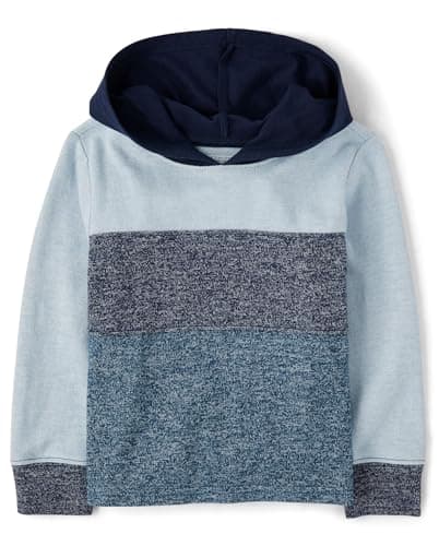 The Children's Place,Baby Boys,and Toddler Shirt with Hood,Cadet Colorblock,6 Months,9 Months