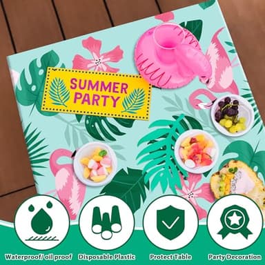 Luau Party Decorations - Plastic Tablecloth for Tropical Party Decorations | Hawaiian Themed Palm Leaves Summer Beach Favors Supplies,2 Pack - Image 4