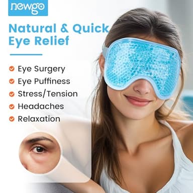 NEWGO Cooling Eye Mask for Puffy Eyes, Cold Eye Mask Eye Ice Pack for After Eyes Surgery, Tension Stress Relief, Itchy Eyes, Headaches, Dark Circles - Blue - Image 2