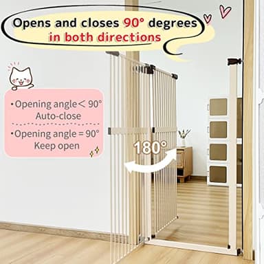 Lumizone Extra Tall Cat Gate 61.02" High Pressure Mounted Extra Wide 26.38"-30.11" (17Sizes) 1.37" Gap No Drilling Auto-Close Tall Pet Gate for Dogs (Cream, 26.38"-30.11"/67-76cm) - Image 7