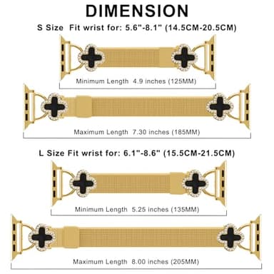 Joyozy Slim Metal Band Compatible with Apple Watch Band 38mm 40mm 41mm 42mm 44mm 45mm 46mm 49mm Skinny Magnetic Strap with Bling Charms, Cute Stainless Steel Band, Dressy Thin iWatch Bracelet for Women (Gold) - Image 6