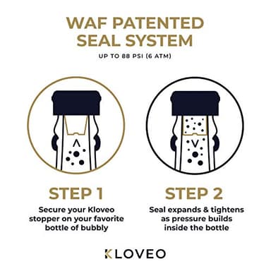 KLOVEO Champagne Stoppers - Patented Seal - Made in Italy - Professional Grade WAF Champagne Bottle Stopper - Prosecco, Cava, and Sparkling Wine Bottle Stopper - Image 3