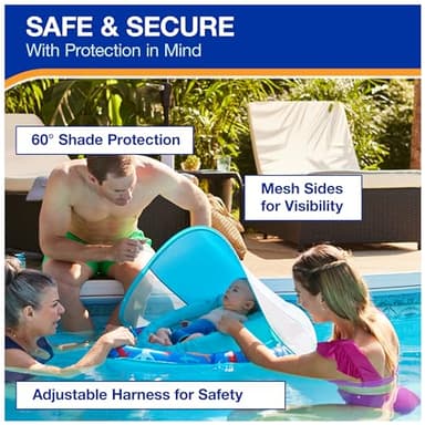Swimways Infant Spring Float, Baby Pool Float with Canopy & UPF Protection, Swimming Pool Accessories for Kids 3-9 Months, Shark - Image 4