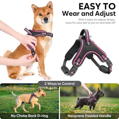 Light Up Dog Harness Rechargeable No Pull Rainproof Dog Vest with Handle for Night Walking, Lighted Dog Harness for Small Medium Large Dogs (Pink, M) - Image 3