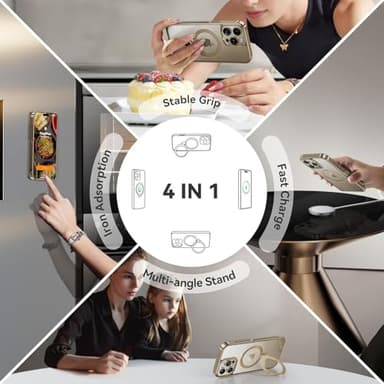 CASEKOO Titanium 360° Rotatable Magnetic Stand for iPhone 15 Pro Case [Compatible with Magsafe][16FT Military Protection] Slim 15 Pro with Kickstand Ring Phone Cover 6.1'', Antique Gold - Image 6