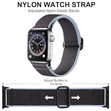 Adorve Stretchy Band Compatible with Apple Watch Bands 49mm 46mm 45mm 44mm 42mm 38mm 40mm 41mm Men Women, Soft Nylon Elastic Braided Strap for iWatch Ultra 3/2/1, Series 11/10/9/8/7/6/5/4/3/SE/SE2/SE3 - Image 3