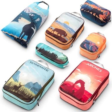 Large Compression Packing Cubes for Travel-Packing Cube Luggage Organizers 7 Piece Set for Checked Luggage-Ultralight, Expandable/Compression Bags by TRIPPED Travel Gear (National Parks) - Image 8