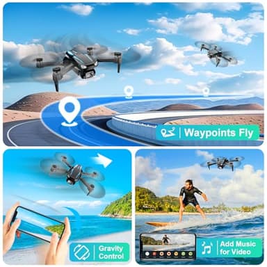 Drone with Camera, 1080P HD FPV Foldable Drone for Kids Adults beginners, Remote Control Quadcopter with Stable Hover, Gestures Selfie, Waypoint Fly, 3D Flips, One Key Start, 2 Batteries - Image 4