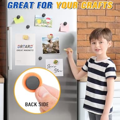 Grtard 50Pcs Small Magnets for Crafts with Adhesive Backing, 18x3mm Ceramic Magnets Strong Craft, Strong Round Circle Magnet Perfect for Button DIY, Craft Hobbies, Science Projects - Image 2
