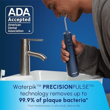 Waterpik Cordless Pulse Rechargeable Portable Water Flosser for Teeth, Gums, Braces Care and Travel with 2 Flossing Tips, Waterproof, ADA Accepted, WF-20 Blue, Packaging May Vary - Image 3