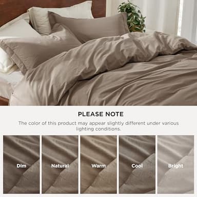 Bedsure 100% Washed Cotton Duvet Cover Oversized King - Latte Minimalist Cotton Duvet Cover Linen Like for All Seasons - GentleSoft™ Plain Simple Bedding (Latte, Oversized King, 120"x98") - Image 5