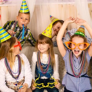 Huskein Bead Necklace, 120PCS Mardi Gras Beads, 33" Colorful Mardi Gras Beads Necklaces, Women Men Party Costume Accessories Parade Throws Bulk Party Favors for Christmas Pirate Carnival - Image 5