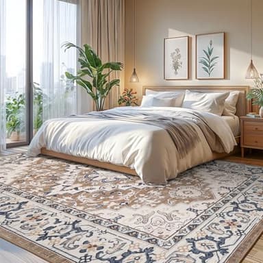 Lofus 5x7 Area Rugs for Living Room, Washable Area Rug, Rugs for Bedroom, Kitchen, Vintage Boho Carpet, Soft Non-Slip, Low Pile Large Area Rug for Office Dining Room, Floral Brown - Image 4
