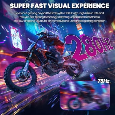 CRUA 27" Curved Gaming Monitor, 280Hz FHD (1920X1080P), 1800R VA Panel, 120% sRGB, Support AMD FreeSync, Low Blue Light, Ultra-Smooth Esports Display, HDMI 1.4 & DP 1.2, Wall Mountable Installs-Black - Image 3