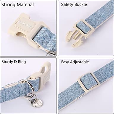 DOGWONG Cotton Hemp Dog Collar, Heavy-Duty Adjustable Soft Natural Fabric Pet Collar - Cute Wedding Puppy Necklace for Small to Large Dogs - Image 2