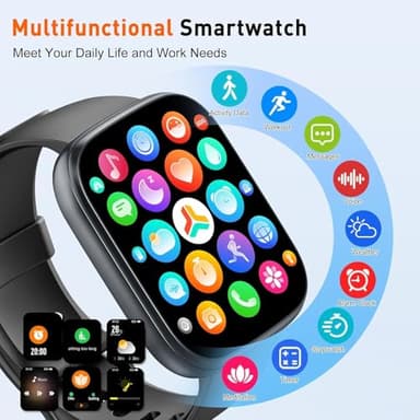 2025 Smart Watch for Men Women, 1.95" HD Touchscreen Fitness Tracker with Bluetooth Calling, Fitness Watch with 110+ Sports Modes/Heart Rate/Sleep Monitor, IP68 Waterproof Smartwatch for Android iOS - Image 6