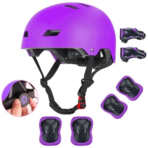 Kids Bike Helmet for 3-5-8-14+ Age Girls and Boys, Kids Helmet with Knee Pads Elbow Pads Wrist Guards,Ventilation Multi-Sport Scooter Roller Skate Rollerblading Skateboarding Climbing Cycling - Image 1