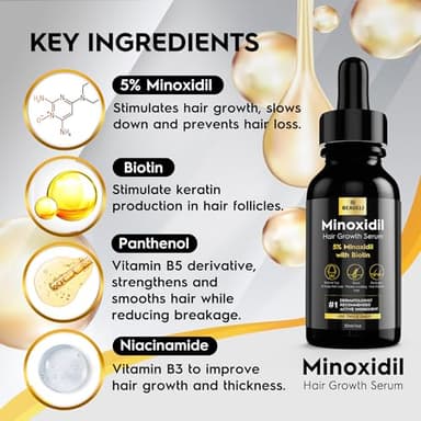 5% Minoxidil Hair Growth for Men and Women: Extra Strength Minoxidil Regrowth Treatment Serum for Thinning Hair Loss to Grow Thicker Fuller Faster 30ml 3Bottles - Image 4