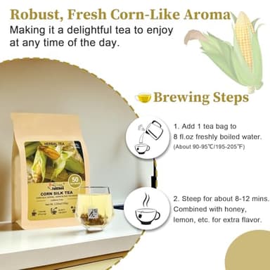Fullchea - Corn Silk Tea Bags, 50 Counts - Subtly Sweet Flavor & Corn Aroma - Non-GMO - Caffeine-Free - Support Kidney & Aid Digestion - Image 5