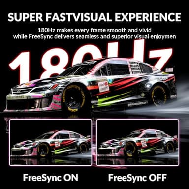 ZZA 32 Inch Curved Gaming Monitor 180hz,Computer Monitor 32 Inch FHD 1080P 1500R |1ms (GTG) | HDR 600|Curved|122% sRGB|DP/HDMI|VESA|FreeSync & G-Syn,Mount Business, Office, Casual Gaming Monitors - Image 3