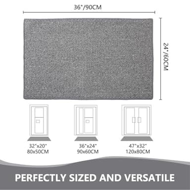 Front Door Mat Outside Entrance, Welcome Mat Outdoor, Indoor Entryway Rug, Dirt Trap Non-Slip Washable Low Profile, Muddy Resistant, Absorbent Fade-Resistant for Front Back Door Indoor 36"x24" Grey - Image 2