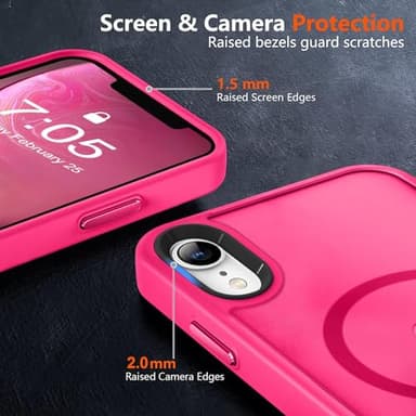 MOCCA Strong Magnetic for iPhone XR Phone Case, [Compatible with Magsafe][Mil-Grade Drop Protection] Slim Thin Translucent Matte Protective Cover Case for iPhone XR Case 6.1'', Hot Pink - Image 5
