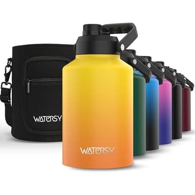 WATERSY 1 Gallon Water Bottle Insulated(Cold for 48 Hrs),BPA Free&Leak Proof,128oz Stainless Steel Water Jug,Big thermo,Large Water Bottle with Handle for Gym,Hiking,Camping&Travel,Gradual Yellow - Image 1