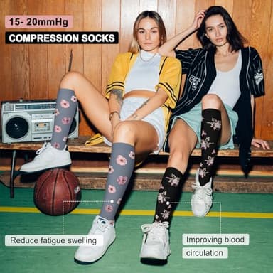 Iseasoo 4 Pairs Compression Socks for Women Circulation-Best Support for Nurses,Running,Athletic,Travel L-XL - Image 3