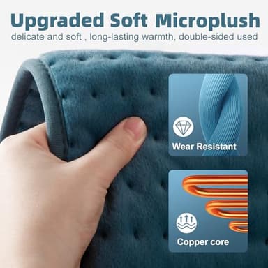 VALGELUIK 17x33 Heating Pad for Pain Relief | Ultra-Soft Microplush Fabric | 6 Adjustable Heat Settings (Moist & Dry) | Safe 2-Hour Auto Shut-Off | Perfect for Back, Neck, Shoulders | Great Gift Idea - Image 5