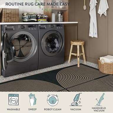 Lahome Modern Rainbow Easy Jute Outdoor Patio Rug, 3x5 Black Washable Rugs for Entryway Office Farmhouse Classroom Carpet, Contemporary Non Slip Front Door Mat for Porch Guestroom Room Decor - Image 5