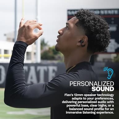 JLab Flex Open Earbuds, Clip-on Cuff Design, Wireless Open-Ear Audio Freedom Effortless Fit, Safe Listening, Bluetooth Multipoint, Customize with The App, Black - Image 2