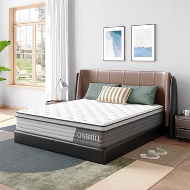 ONBRILL Hybrid Mattress, Queen Size Mattress in a Box with Gel Memory Foam and Individually Pocket Coils Springs, CertiPUR-US Certified, Motion Isolation, Fiberglass Free, Pressure Relieving - Image 2