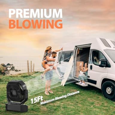 MORECORE 20000mAh Rechargeable Camping Fan with Light, 112HRS Running, 8-Speed, Auto Oscillating, Timer, LED Digital Display, 270°Pivot with Hook for Tent RV Emergency Garage-Black - Image 2