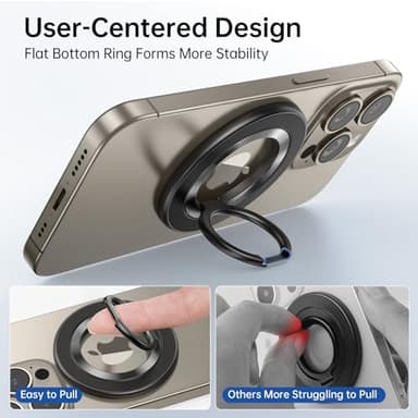 Syncwire Magnetic Phone Ring Holder for MagSafe, Magnetic Ring Holder Cell Phone Grip Stand Finger Ring Kickstand with Two-Sided Magnetic Compatible iPhone 16 Pro Max 15 14 13 12 Android - Titanium - Image 5