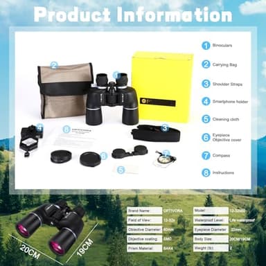 OPTIVORA 10-32x60 Zoom Binoculars for Adults High Powered with BAK4,SMC Lenses,These Long-Range Binoculars for Adults are Perfect for Bird Watching,Hunting,Whale Watching,etc. - Image 7