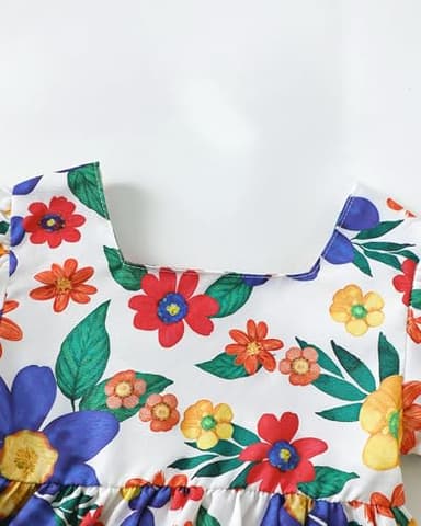 Baby Girl Clothes Summer Dress Infant Blue Floral Dressess Cute Short Sleeve Vintage Boho Beach Sundress 2 Pieces Outfit 3-6 Month Girl Clothes - Image 7