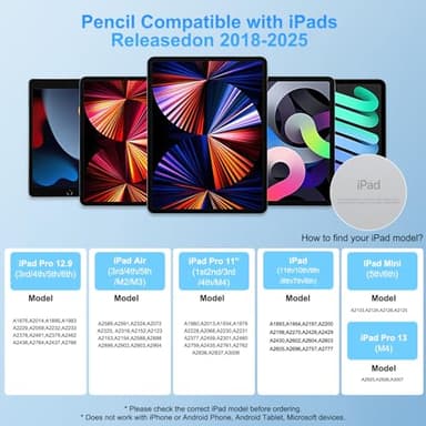 Stylus Pen for iPad Apple: Fast Charge for iPad Pencil Apple Pen with Palm Rejection Tilt Sensitivity - Pen for iPad 10/9/8/7/6, iPad Pro 12.9"/11"/13" M4, iPad Mini 6/5, iPad Air 5/4/3/11"-13" M2 - Image 7