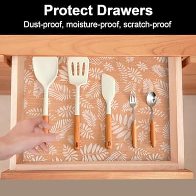 Cooyes Shelf Liners for Kitchen Cabinets Waterproof & Oil-Proof Kitchen Cupboard Mats Non-Slip Drawer Mats EVA Material Non Adhesive Fridge Liner for Shelves - Image 3