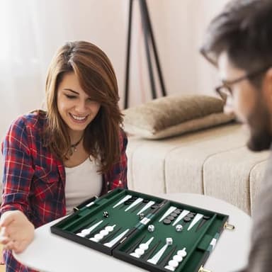 Backgammon Set - Classic Board Game with Premium Leather Case - Portable Travel Strategy Backgammon Game Set for Adults, Kids (11inch, Black) - Image 7