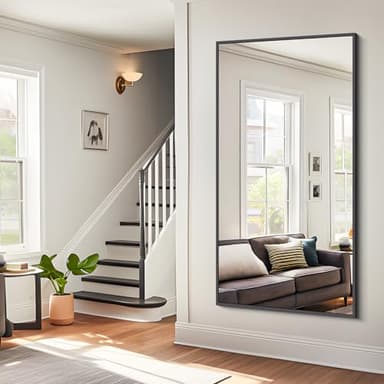 BONEWEI Bathroom Mirror,30x60 inch Large Wall Mirror for Bathroom Wall Mounted Black Rectangle Corner Mirrors,Black Bathroom Mirror for Living Room,Farmhouse,Bedroom Entryway,Horizontal/Vertical - Image 6