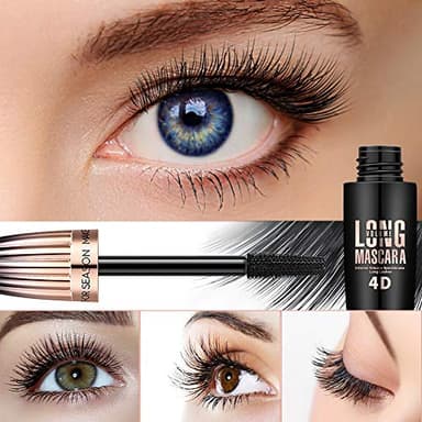 4D Silk Fiber Lash mascara, Waterproof Mascara Black Volume and Length, Natural Lengthening and Thick, Smudge-Proof,No Clumping, Instantly Create The Look of Lash Extensions, All Day Full, 2 Pack - Image 4